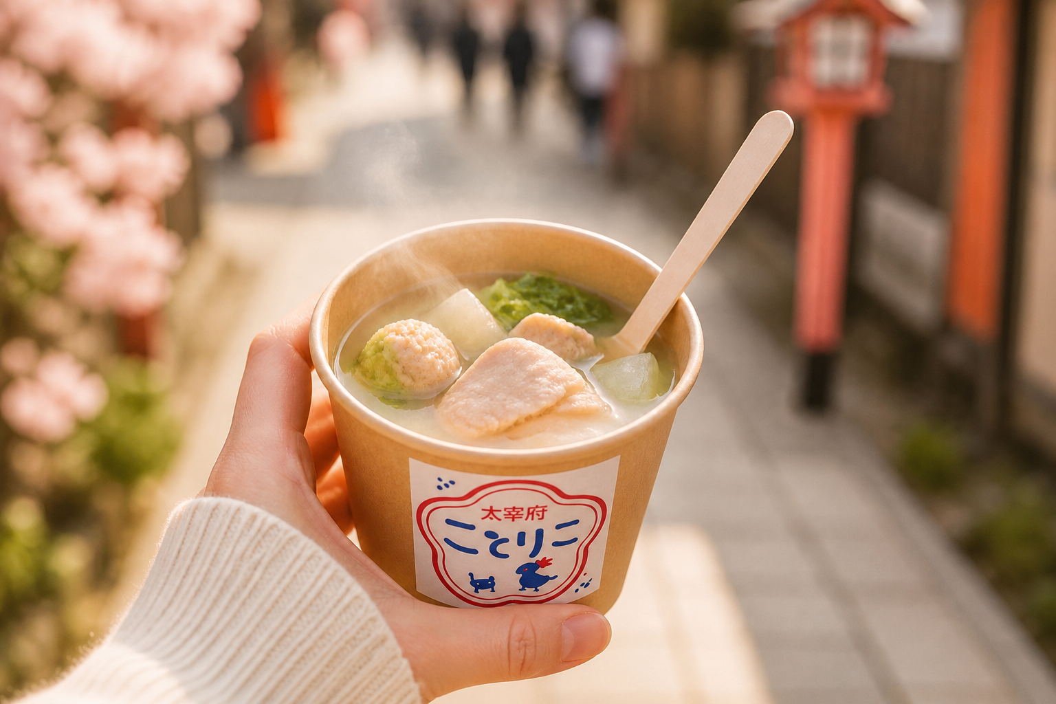 片手で持てるカップ入りの水炊き